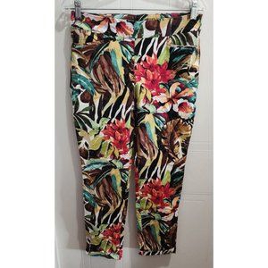 Chico’s Women's Brigitte Pull On Ankle Pants Tropical Print So Slimming Sz 0.5R
